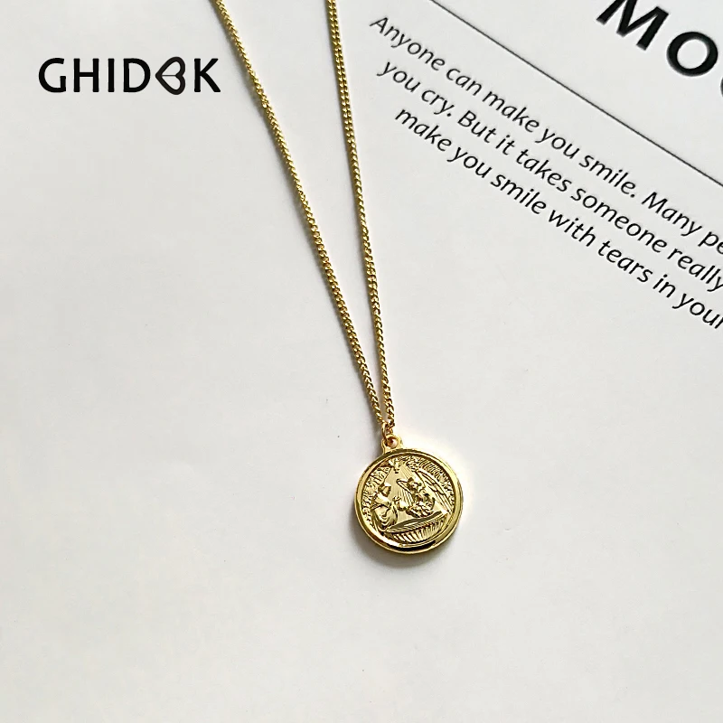 GHIDBK 18 мм религиозное крещение Монета диск кулон ожерелье s золотой цвет нежный