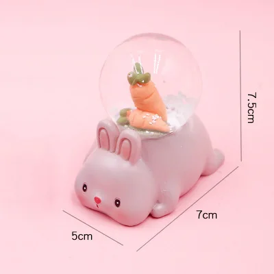 gray rabbit Мини каваи котенок пряжа шар снег глобус светильник светится в темноте Рождественские украшения аксессуары дочери подарки для дома - Цвет: gray rabbit
