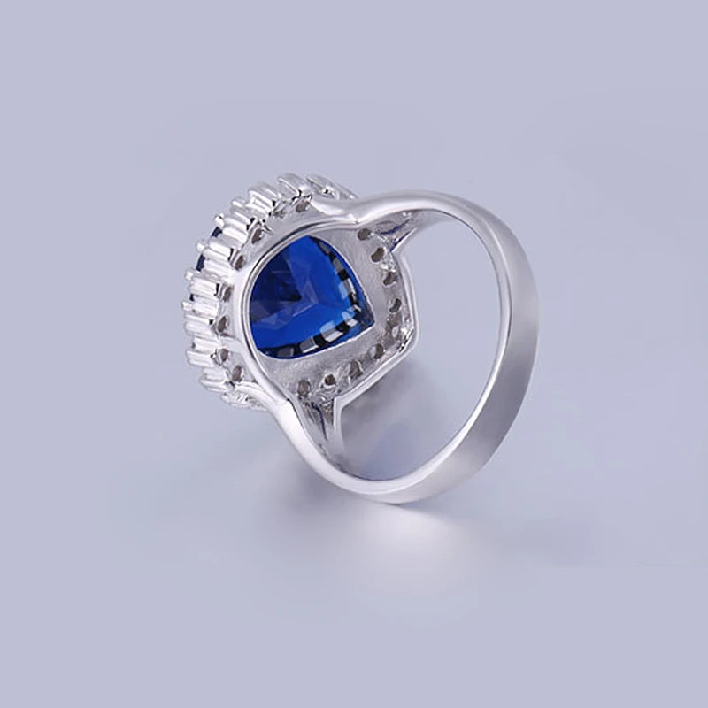 Кольцо с сапфиром GemStoneKing 925 пробы серебро 12X16 мм синий имитация сапфира груша