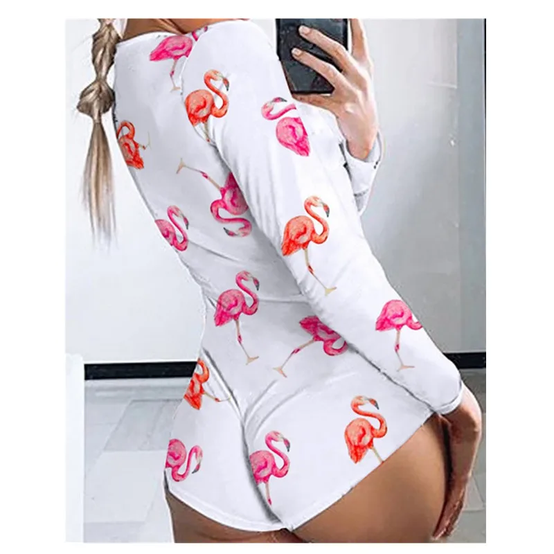 Женское Эластичное боди с длинным рукавом Короткий Повседневный комбинезон v