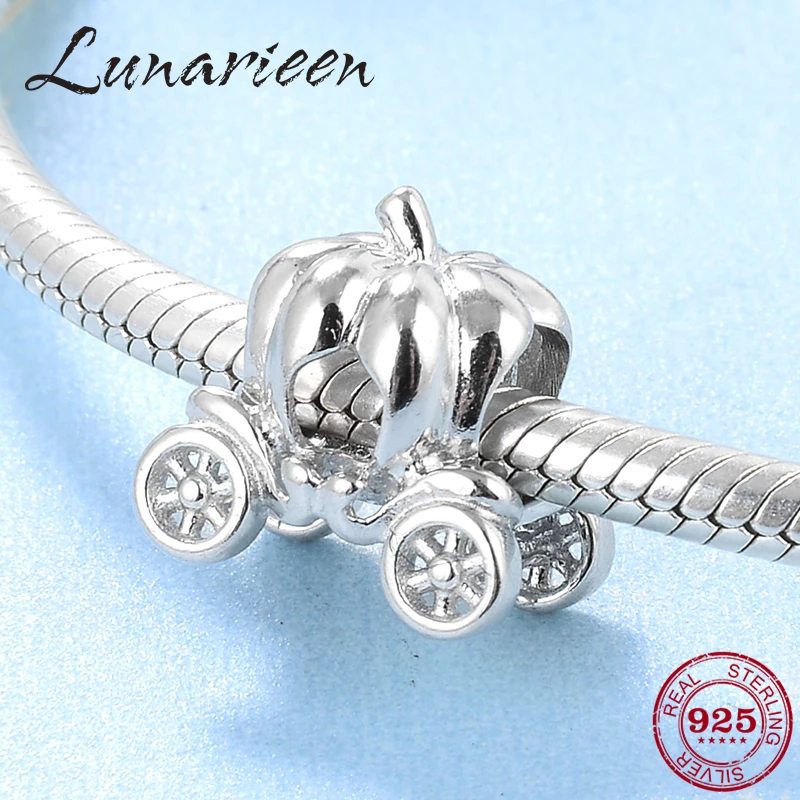 Fairy tale fashion 925 Sterling Silver lifelike pumpkin car fine beads Fit Original europeu Charm Bracelet Jewelry making | Украшения и