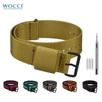 wocci nato nylon watch strap washable stripes bracelet men women 18mm 20mm 22mm 24mm durable sport watch replacement bands