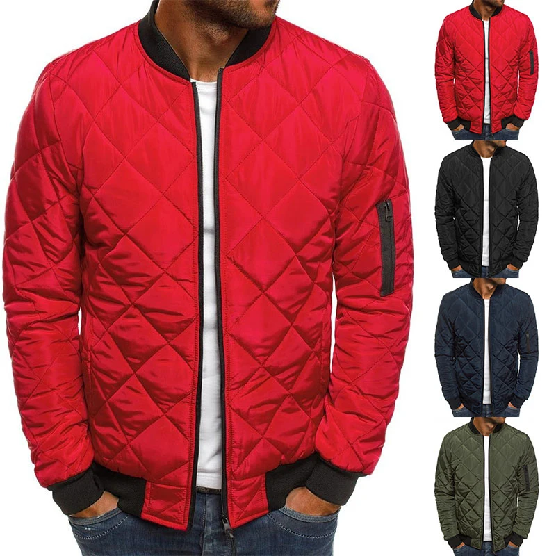 

Padded Casual Coat Bomber Fashion Warm Winter Men Outwear Jacket Lingge Men's Cotton Jacket Stand Collar Short Cotton Jacket