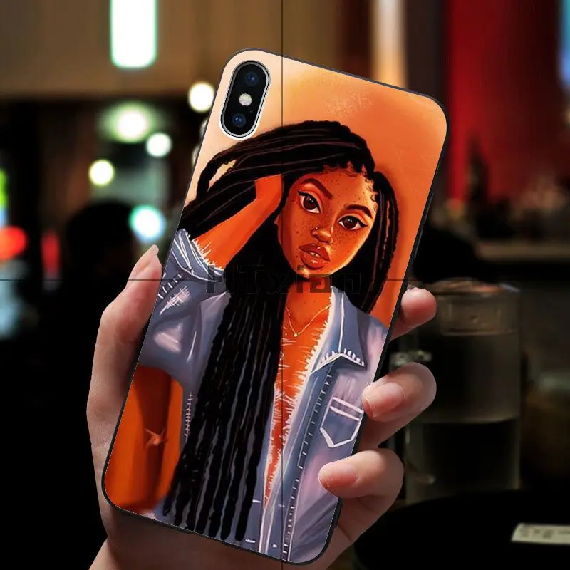 

MELANIN POPPIN Black Girl Black TPU Soft Phone Cover for iPhone 11 pro XS MAX 8 7 6 6S Plus X 5 5S SE XR case