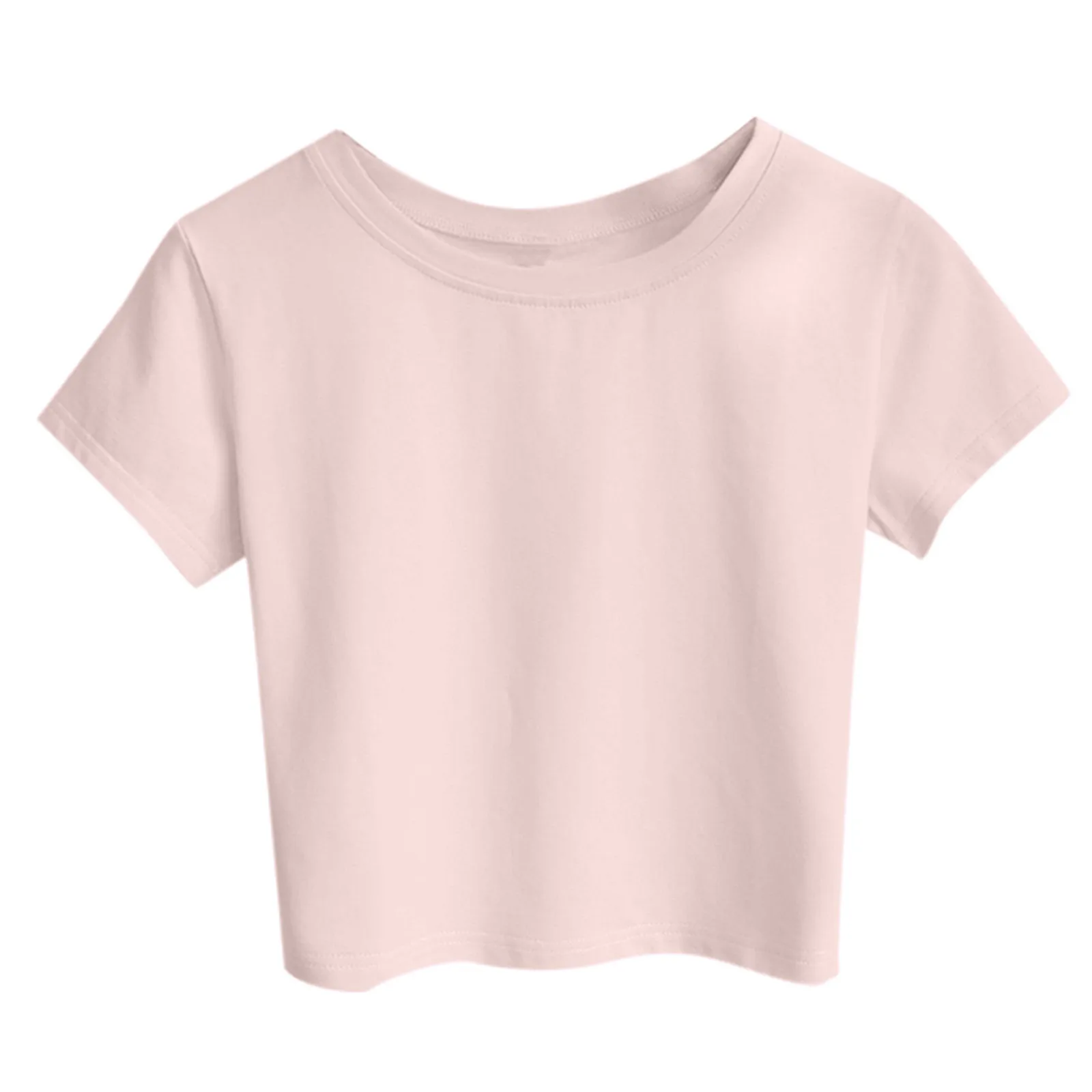 

Fashionable Style Women Blouse Casual Solid Color Tank Short Sleeve O-neck Top Blouse Crop Tshirt Blusas