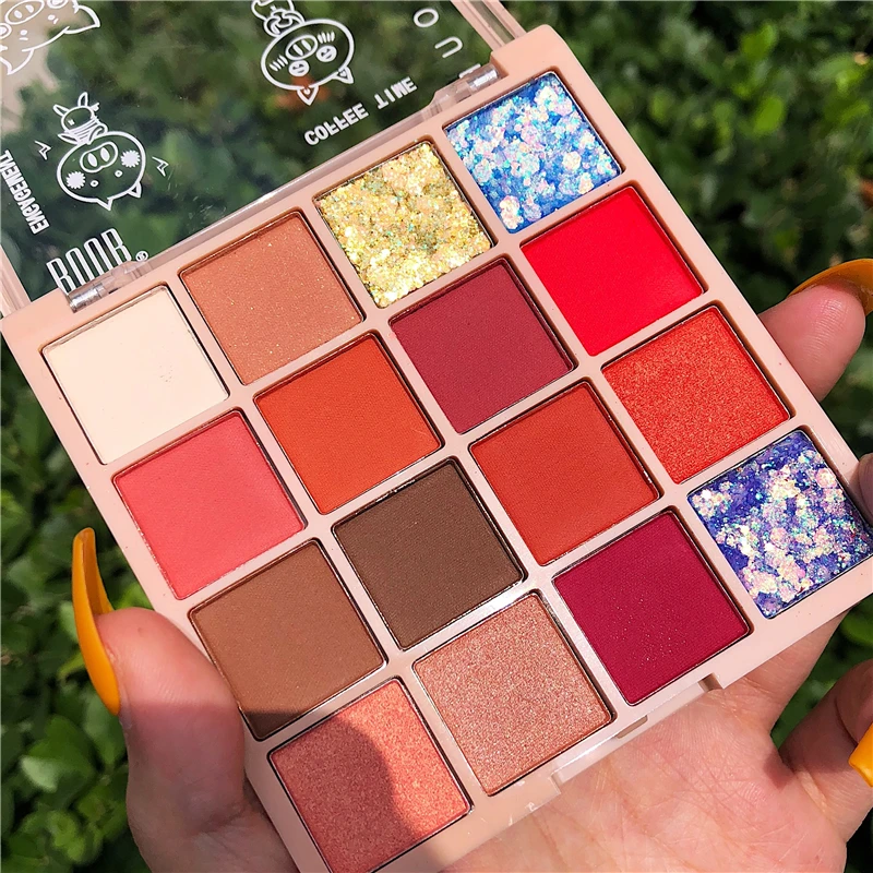 Палитра теней для век телесного цвета 16 цветов блестящая матовая Мерцающая