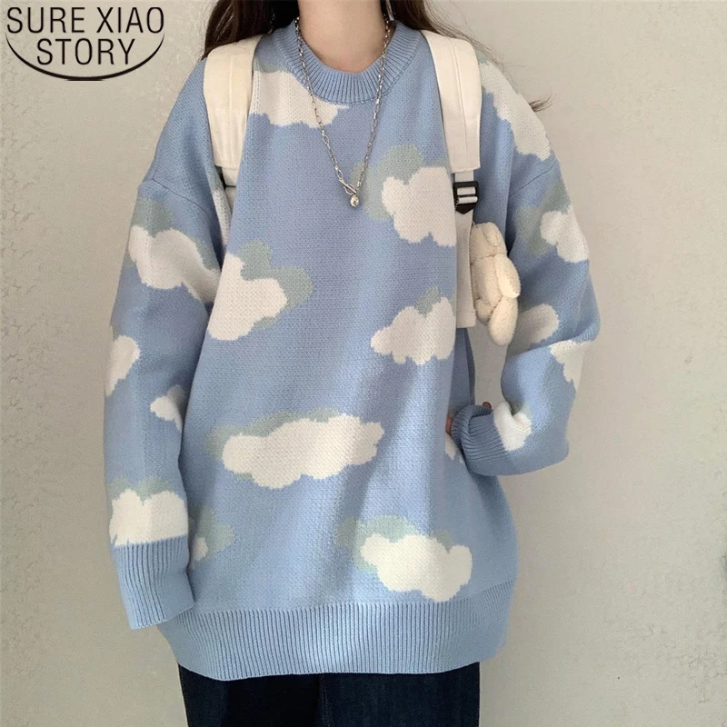 

Autumn Spring Teens Knitwear Sweaters Women Harajuku Sweet Chic Preppy Simple Soft Loose Casual Fashion Korean Pullover 15989