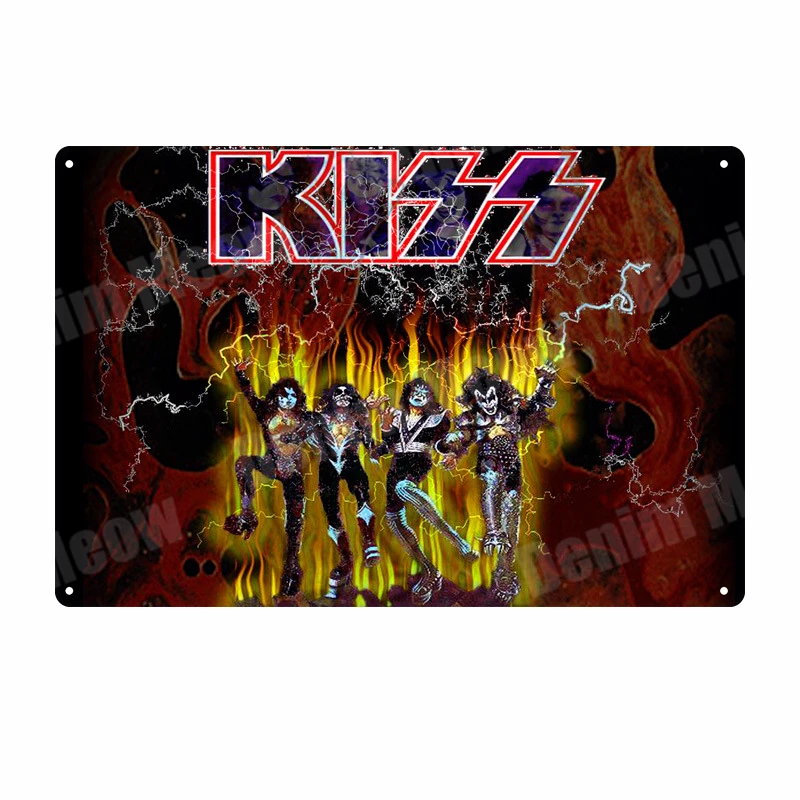 L Kiss Band табличка винтажная металлическая жестяная вывеска домашний бар Паб Клуб декоративные металлические тарелки музыка рок наклейки на стену железный Арт плакат MN5 - Цвет: L