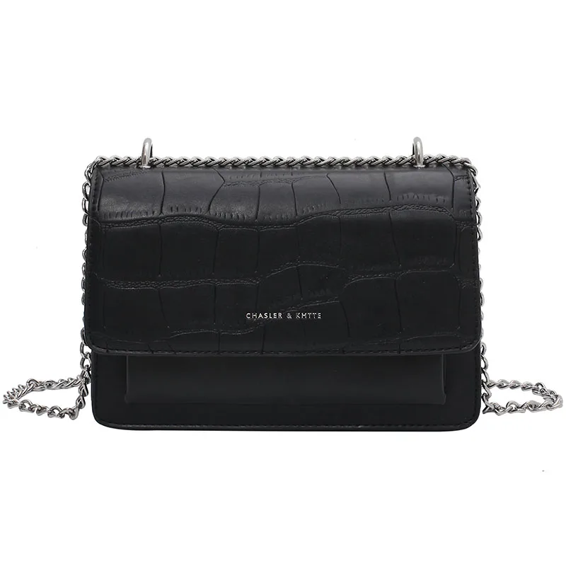 

Fashion Stone Leather Chain Purses Handbags Women Shoulder Crossbody Bags 2021 New Luxury Designer Flap Ladies Messenger Bags