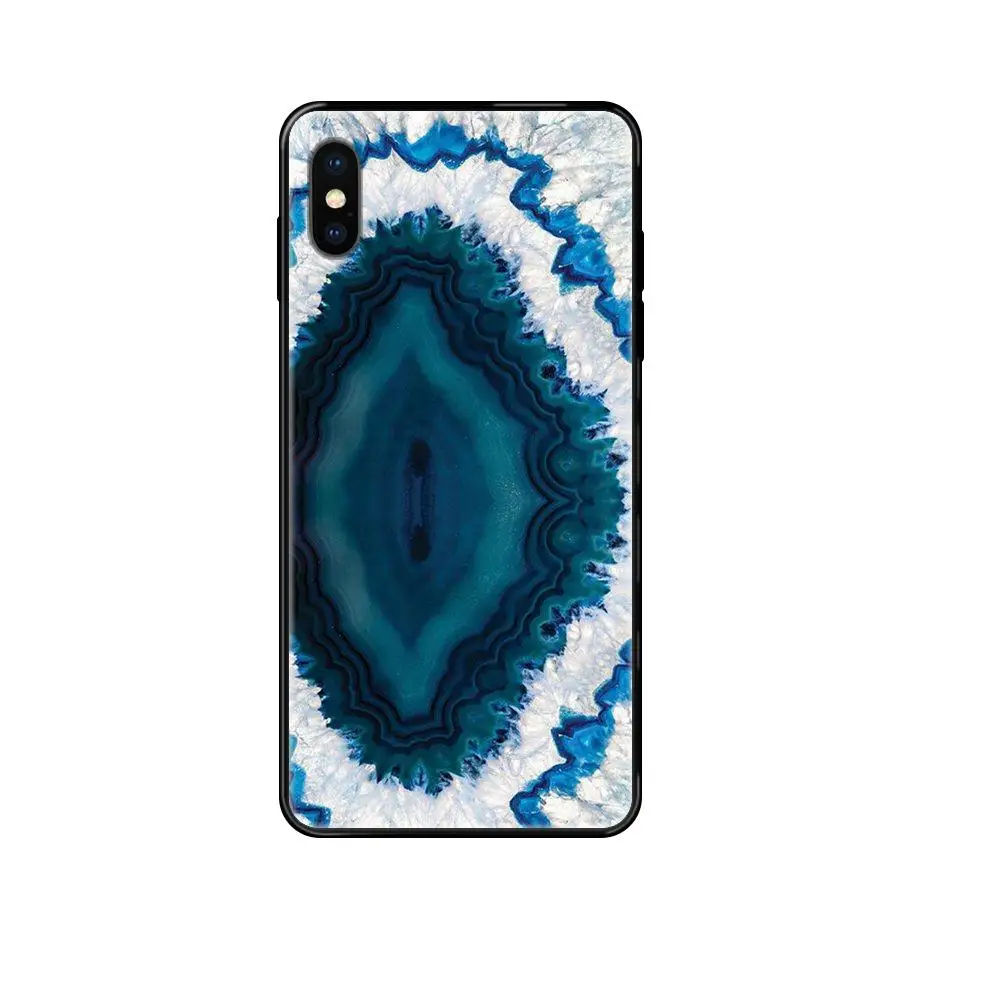 Colou Aqua Turquoise Agate Print Black Soft TPU Screen Protector For Xiaomi Redmi Note 4 5 5A 6 7 8 8T 9 9S Pro Max | Мобильные
