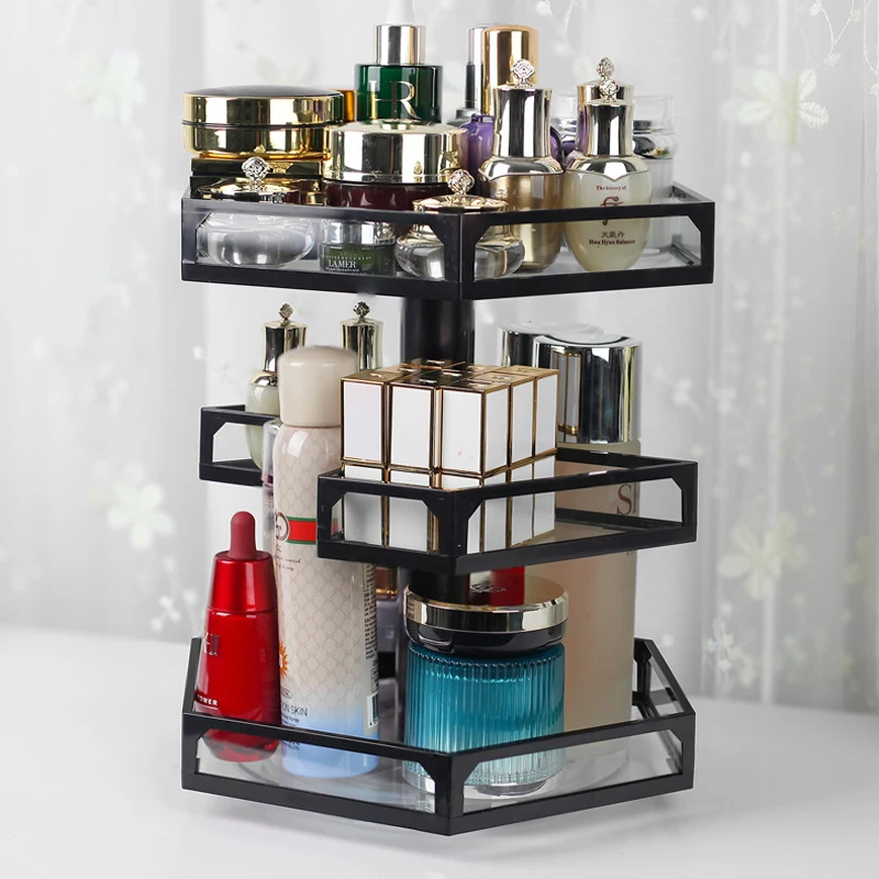 360 вращающийся стеклянный косметический Органайзер для макияжа DIY Съемная