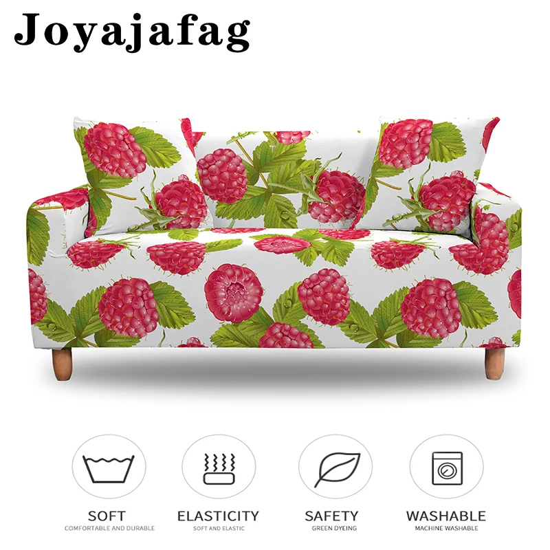 

Blueberry Raspberry Illustration Printing Slipcovers 1/2/3/4 Seater Elastic Couch Cover For Living Room Washable Sofa Covers