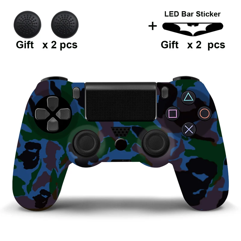 Camo Blue Мягкий силиконовый резиновый кожаный чехол, гелевый защитный чехол для Playstation 4 для PS4 контроллера, камуфляжный стиль - Цвет: Camo Blue
