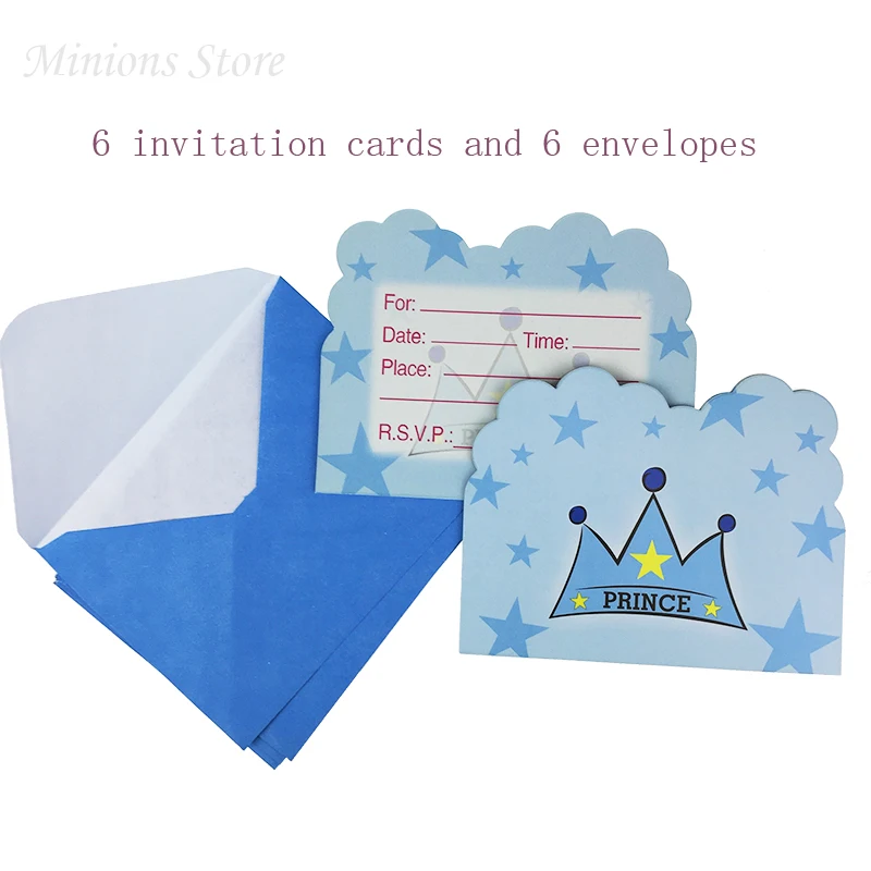 Синий принц корона партии одноразовая посуда скатерть соломинки плиты салфетки