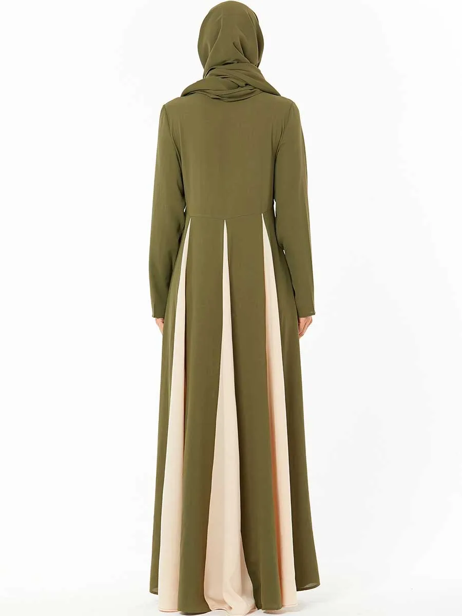 Muslim Dress Arabic Large Size Abaya Femme Caftan Marocain Green Embroidered Stitching Contrast Color Long Skirt | Тематическая