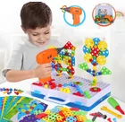 Сверлильный винт 3D креативная мозаика головоломки игрушки для детей строительные кирпичи игрушки дети DIY электрическая дрель набор рождественские подарки