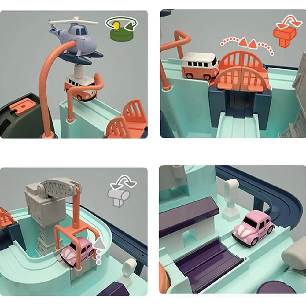 

Baby Car Track Adventure Game Manual Rail Train Toys for Children Education Toy Macaron Color Table Game Puzzles Birthday Gifts