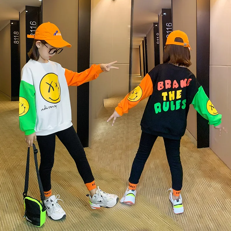 

Smile Face Girls Clothing Set Spring Cotton Lovely Suit For Boy Shirt + Pants Kids Suit 2-11 Years Children Clothing
