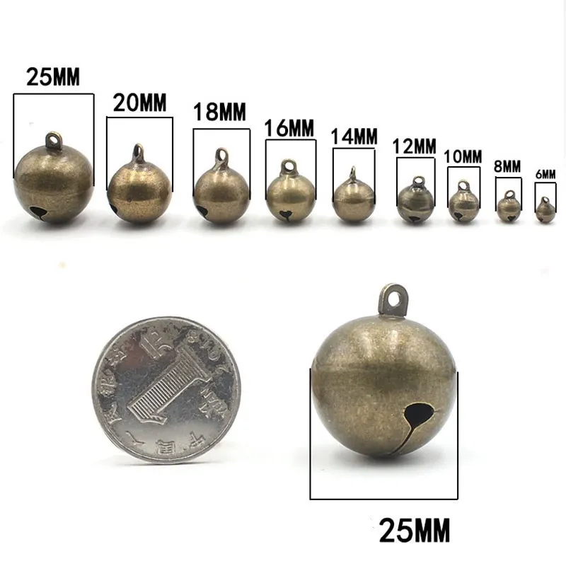 

100Pcs/bag 6-25Mm Bells Brass DIY Retro Pet Christmas Adornment Woman Clothing Handicraft Bags Sewing Jewelry Accessories Beads