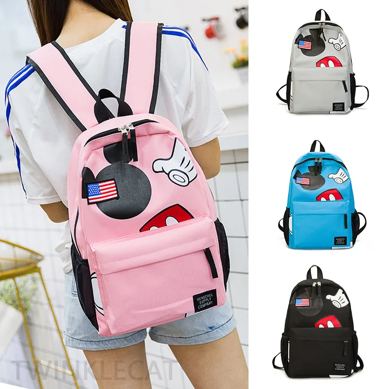 

40cm Backpack Simple Cartoon 8 Colors Girls Boys Trendy Fashion School Backpack Street Campus Tongle Bags 2019