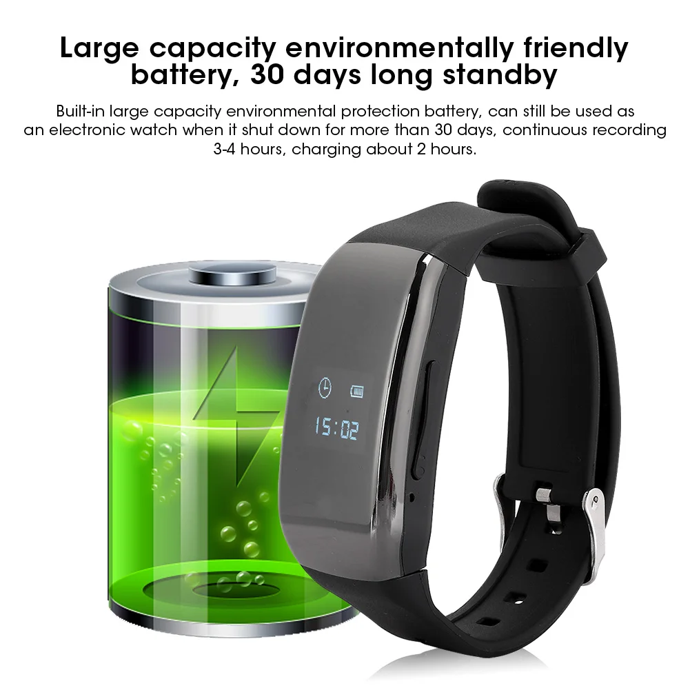 HD 1080P Камера браслет часы цифровой Аудио Диктофон Регистраторы Шум рекордер