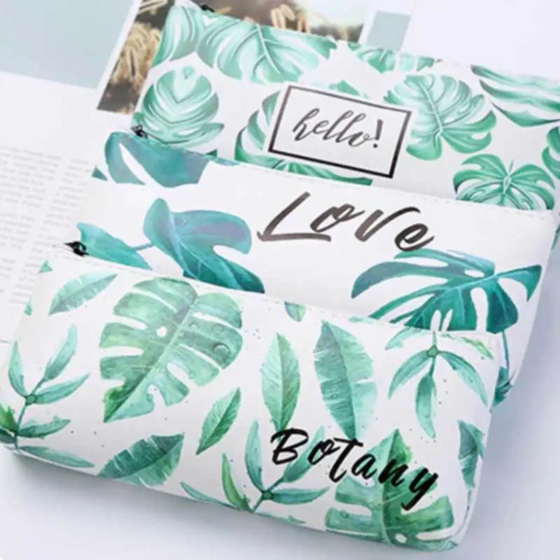 Милый чехол для карандашей с зелеными черепашными листьями школьный девочек