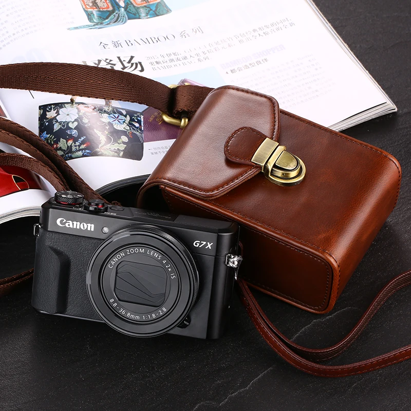 

Hard Skin Shoulder Bag PU Leather Camera Case For Canon PowerShot G9X G7X Mark II III G7X3 SX620 IXUS 285 275 SX740 SX730 SX720