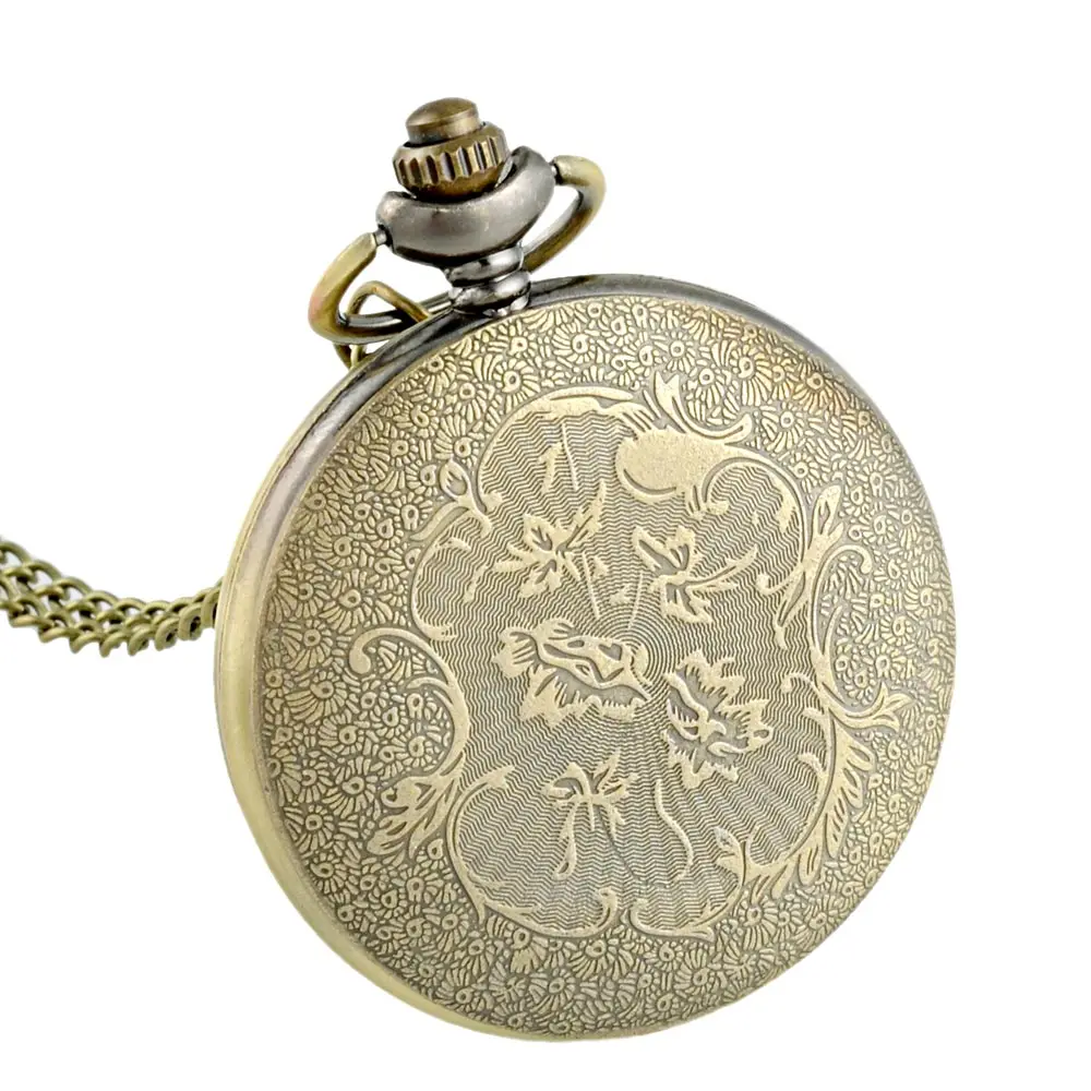 

Antique Bronze Wolf Quartz Necklace Pocket Watch Classic Men Women Pendant With Chain Gift