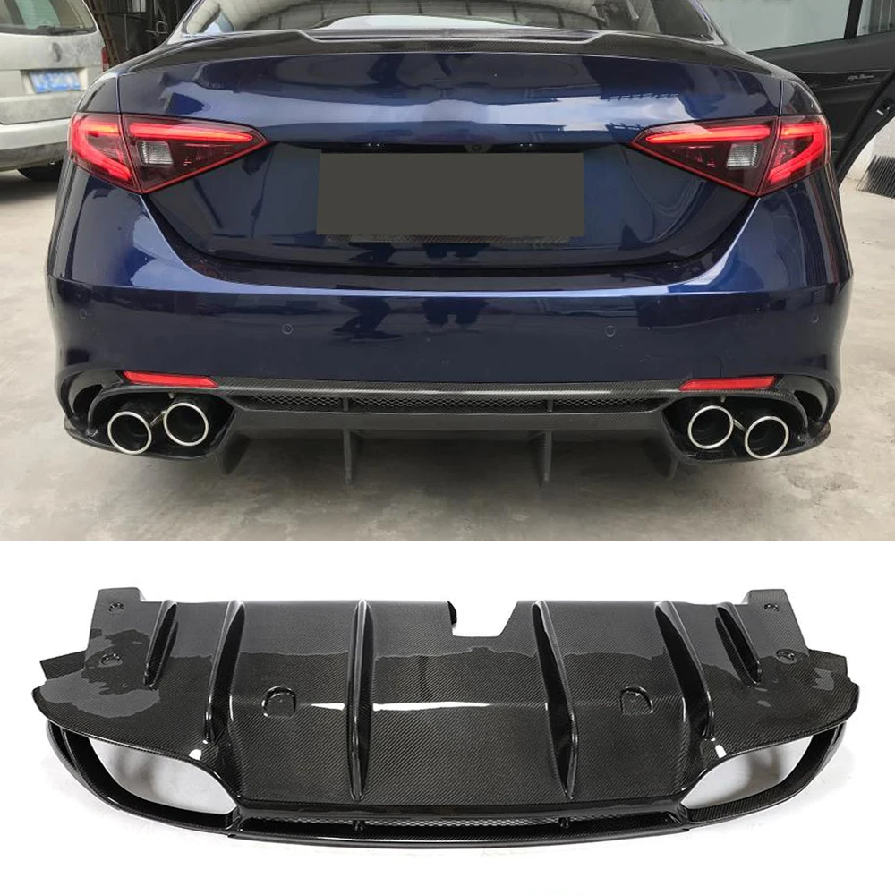 Автомобильный диффузор для заднего бампера с наконечниками Alfa Romeo Giulia Sedan 4D 2017-2020