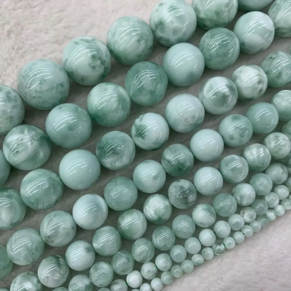 Круглые бусины из голубого ангелита незакрепленные натурального камня для