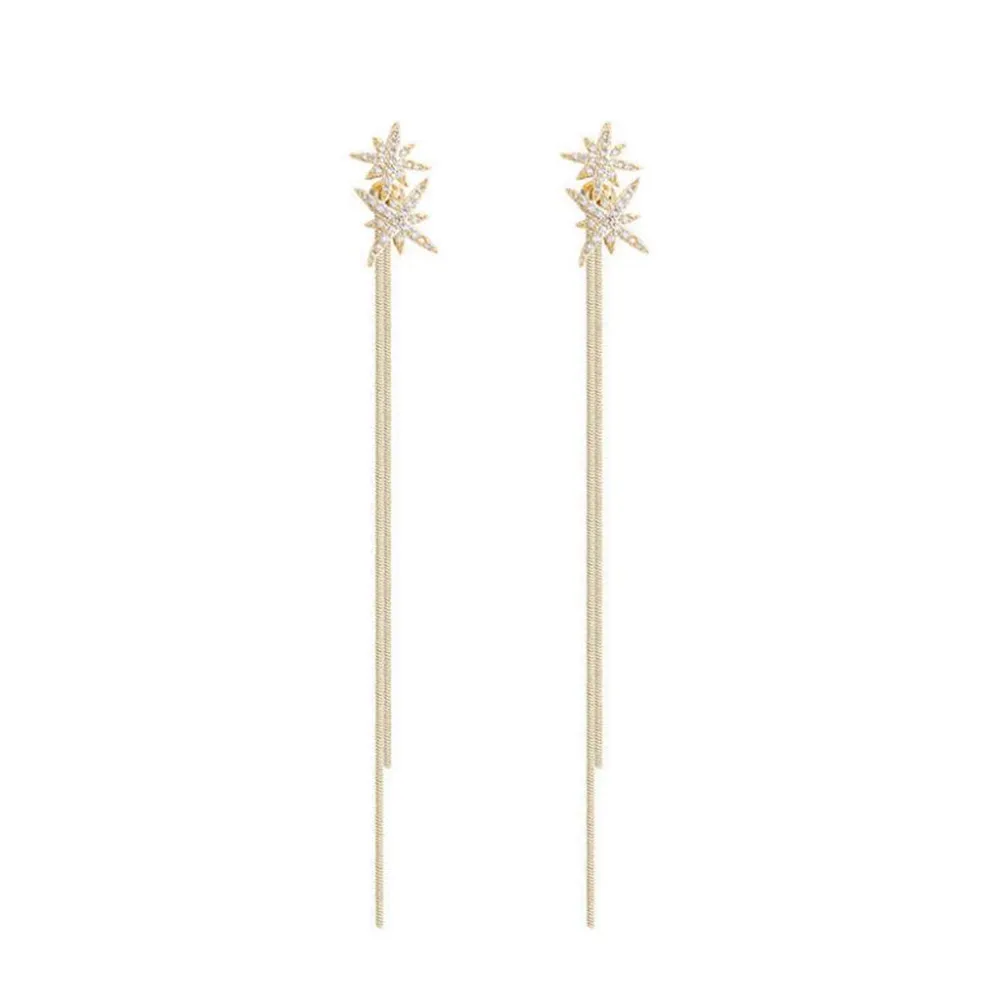 

Fashion exquisite popular eight-pointed star tassel chain tide long temperament net red earrings female romantic holiday gift