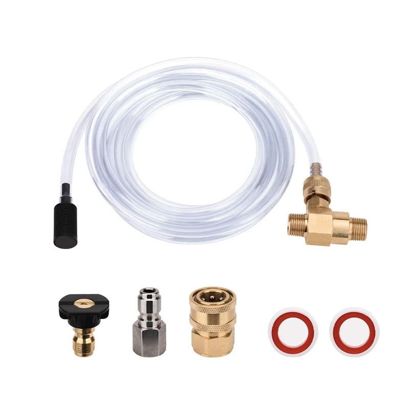 

HOT Pressure Washer Chemical Injector Kit Adjustable Soap Dispenser, 3/8 Inch Quick Connect, 10 Ft Siphon Hose, Come with 1 pcs