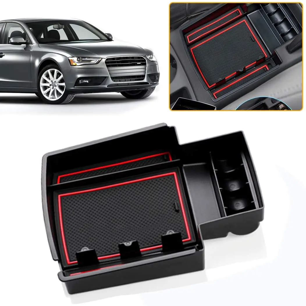 

Car Armrest Storage Box Central Console Tray Organizer for Audi A4L A4 A5 A5S S5 2009-2016 with Non-slip Mat