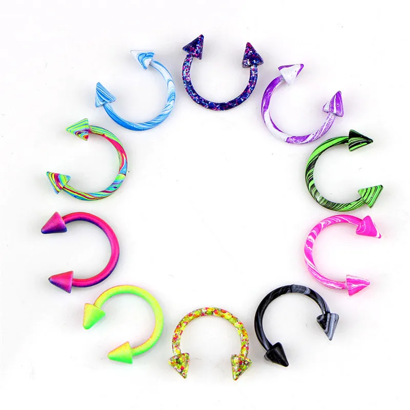 10 шт. модная поддельная перегородка титановое кольцо для носа/губ цветной зажим