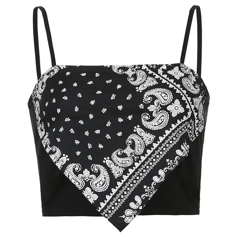 

SHUJIN 2000s Aesthetic Y2K Cami Top Women Flower Print Vintage Clothes Sleeveless Backless Sexy Halter Tops Summer Tank Top