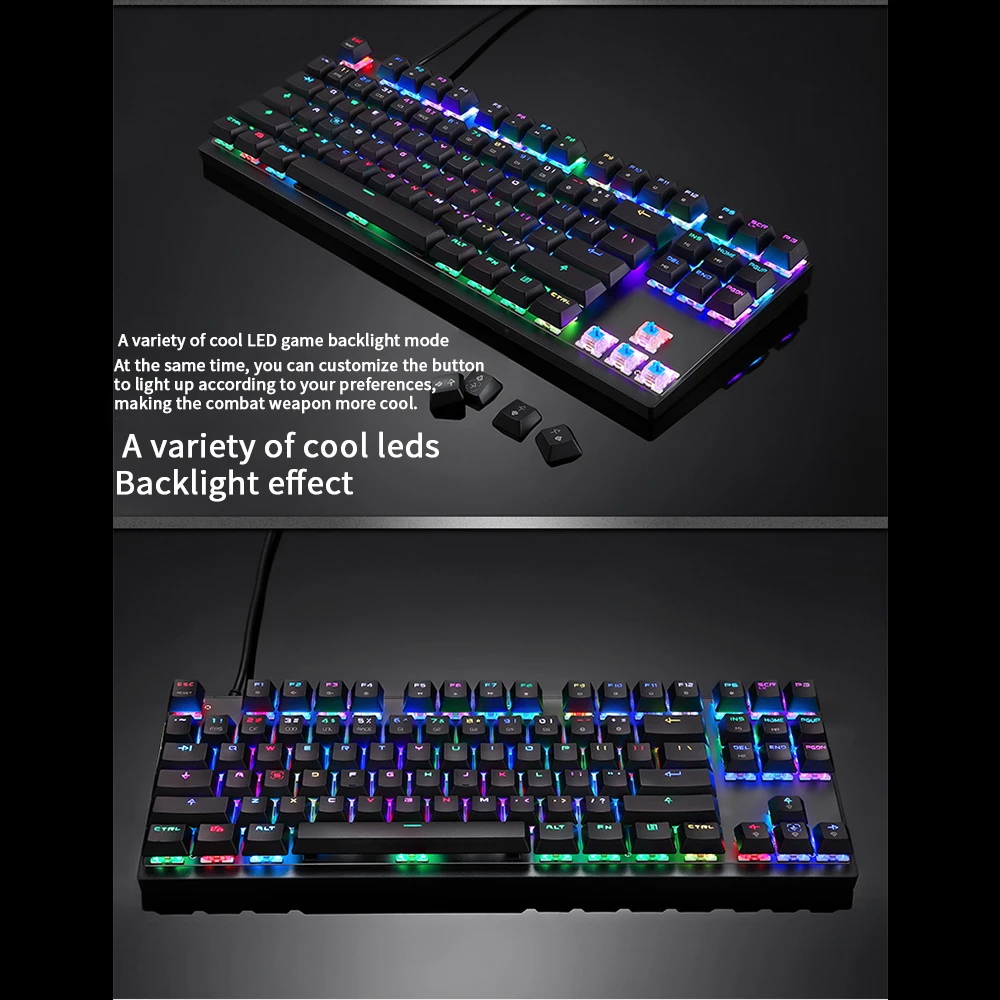 K82 настоящая механическая клавиатура розовая девочка игра 87 ключ вишневый цвет e-sports специальная зеленая ось черная ось Проводная Беспроводная девушка lo