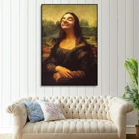 funny mona lisa mr bean portrait character canvas painting wall art poster print wall picture decoration for living room