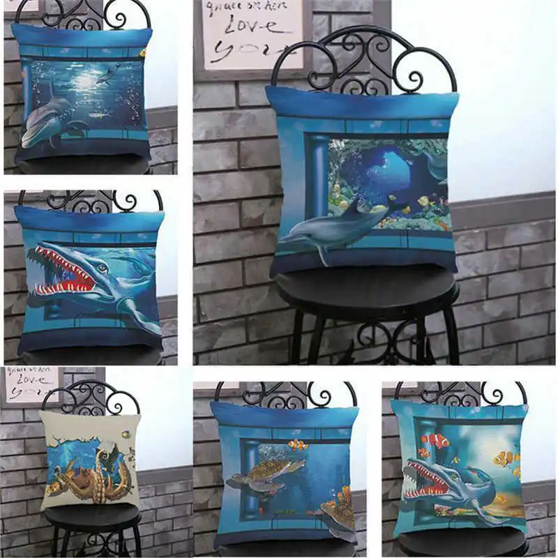 

Модный чехол для подушки с 3D изображением подводного мира, декоративный чехол для дивана, кресла