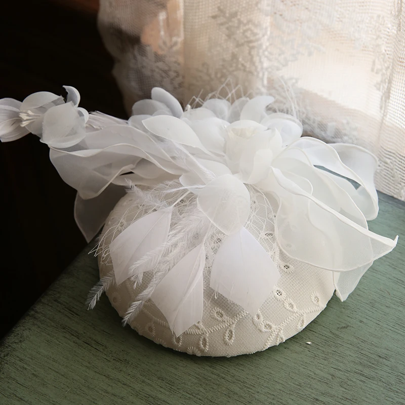 Mingli Tengda Gauze Small Formal Hat Lady Wind Bride Headwear Lace Mori Hats Woman Wedding Accessories Vintage Tiara Birdcage | Аксессуары
