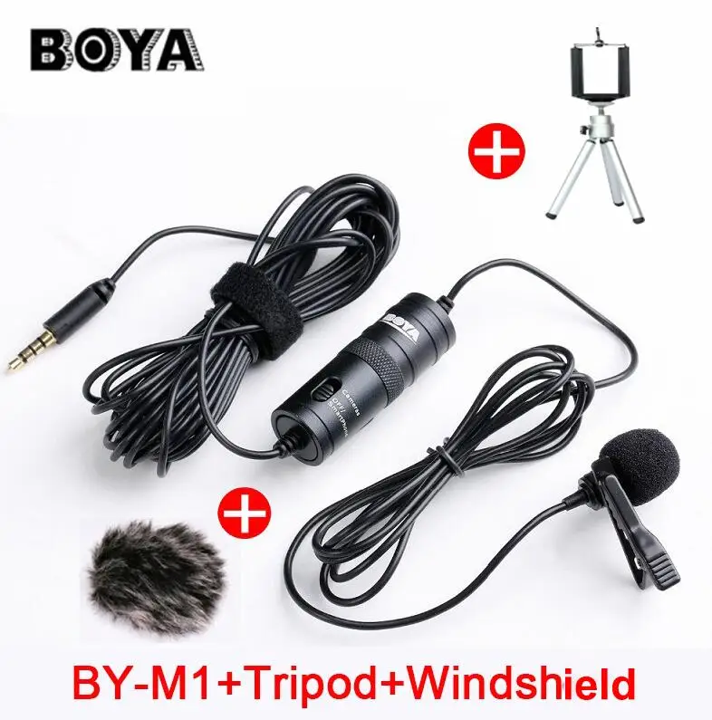BOYA BY-M1 петличка микрофон петличный всенаправленный конденсаторный микрофон для Canon Nikon Камеров,микрофоны для iPhone 7 6s plus DSLR видеокамеры Zoom H1 Zoom H1N аудио рекордер - Цвет: Kit 1