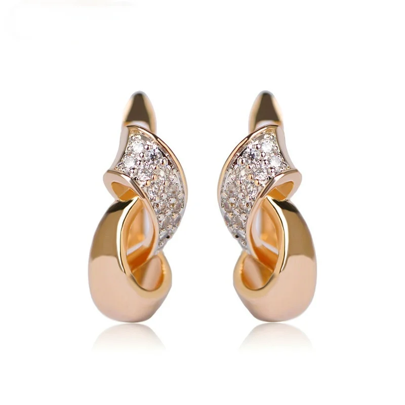 

Madrry Luxurious Geometric Stud Earrings AAA Zircon Prong Setting Crystal Orecchini English Lock Copper Brincos Women Bijoux