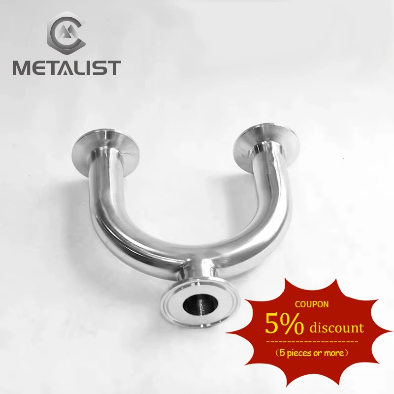 

METALIST 2" Pipe OD 45MM.51MM Sanitary U Shape 3 Way SS304 Stainless Steel Ferrule OD 64MM Pipe Fittings 2" Tri Clamp