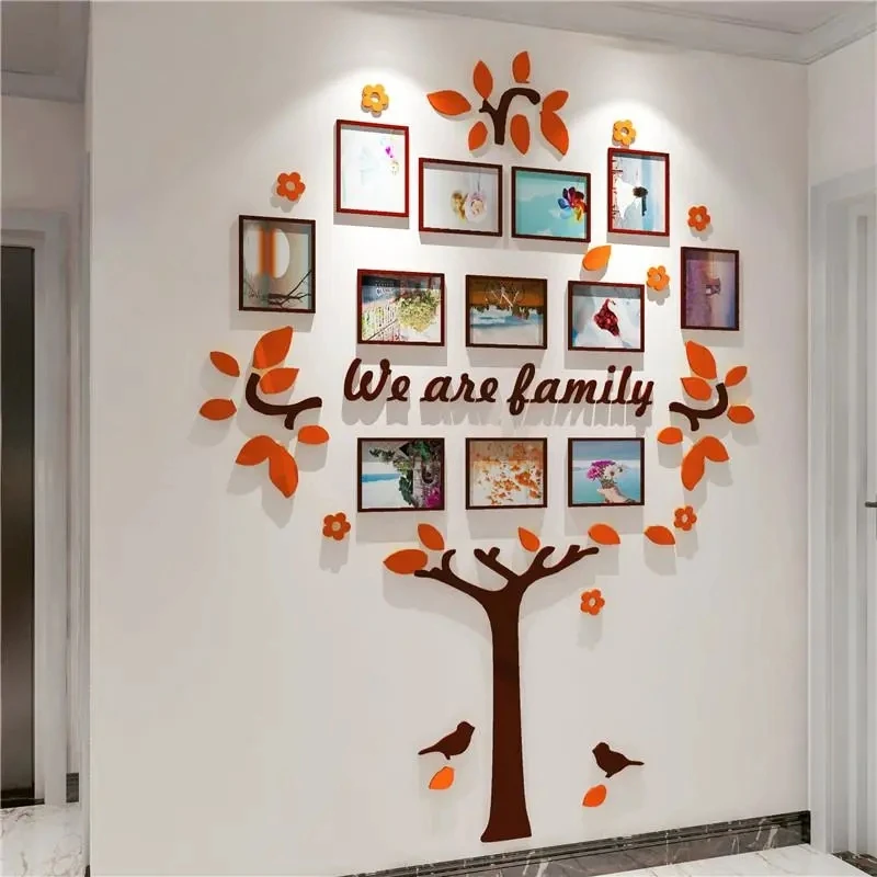 Color Family Photo Frame Tree Wall Stickers Family Photo Paste Mural Decoration Decals Kids Growth Memory Wallpaper Livingroom L