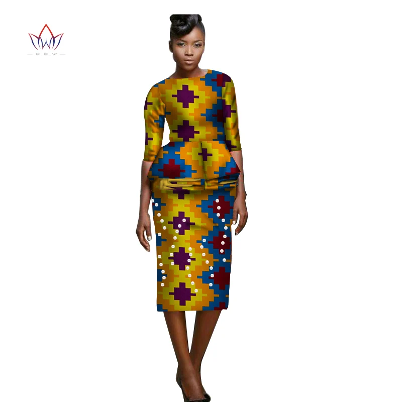 African Style Clothing For Women Plus Size Skirt Set Femme Bazin Riche Cotton Set African Clothes For Women Plus Size WY3684