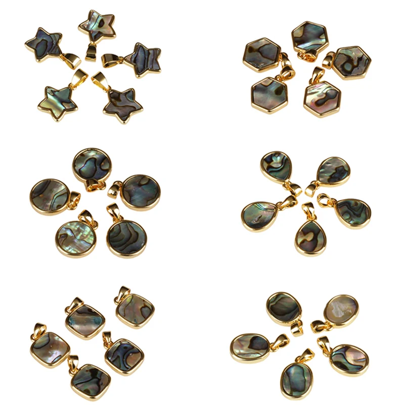 

5 шт./лот геометрические формы, натуральные серые, белые, розовые бусины в форме морской ракушки, подвеска для чокера, ожерелья, серьги, украш...