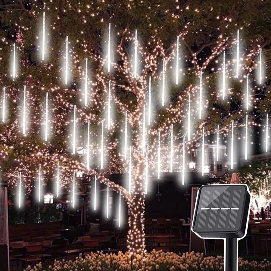 

8 Tube Solar LED Meteor Shower Rain Light Waterproof Garden Tree Solar Hanging Garland Light Christmas Holiday Party Fairy Light