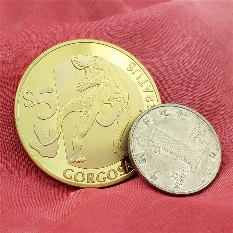 

Dinosaur Gold Badge African Stegosaurus Tyrannosaurus Republic of Sierra Leone Commemorative Coins 2015