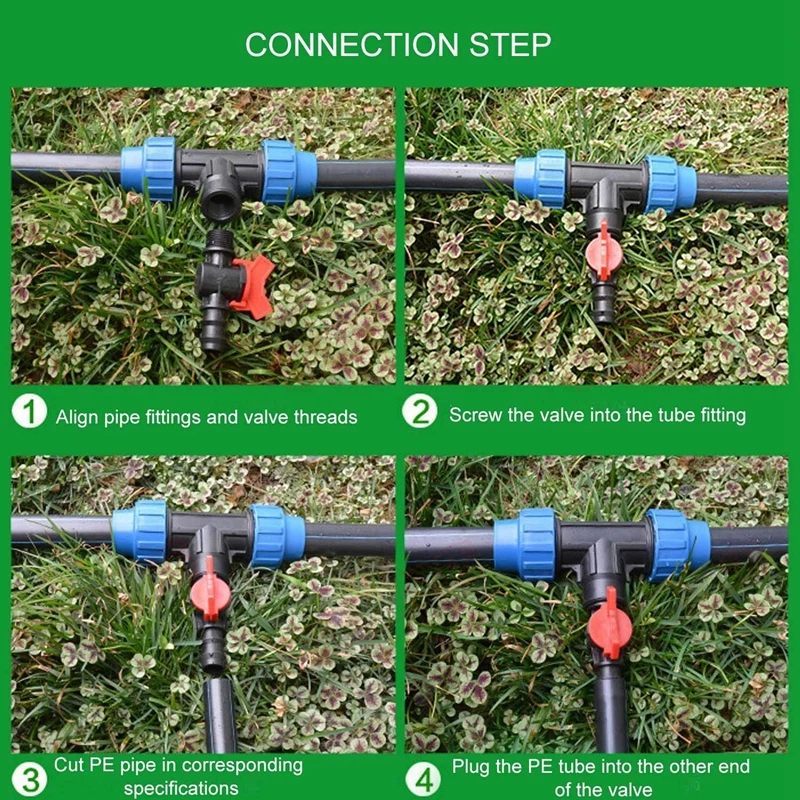 

10 Pcs Plastic Garden Faucet PE Hose Valve Irrigation Pipe Valve Switch Garden Watering Supplies 16mm x 16mm