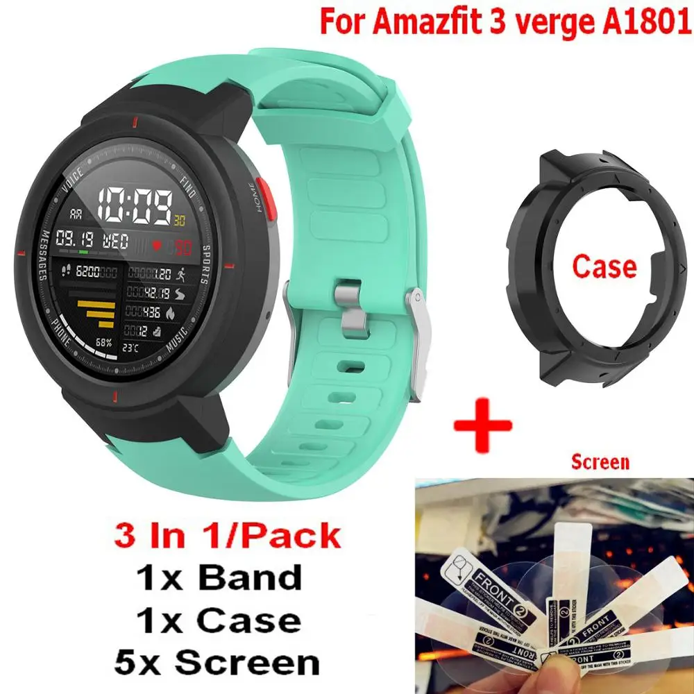Защитный чехол для Xiaomi Huami Amazfit Verge A1801 ремешок часов Силиконовый 3 Защитная пленка