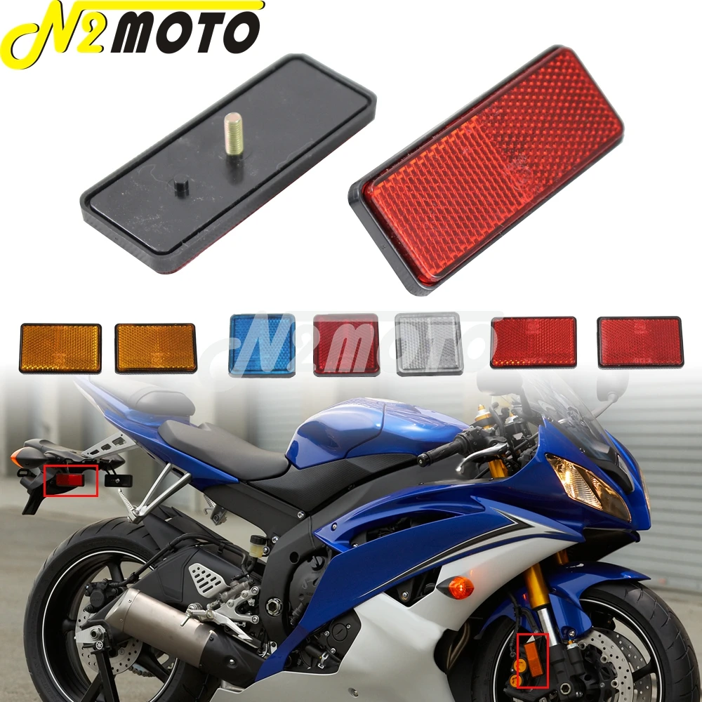 

1 Pair Universal Motorcycle Rectangle Warning Strip Tape Safety Reflector Stickers For Harley Dyna Softail Sportster Cafe Racer